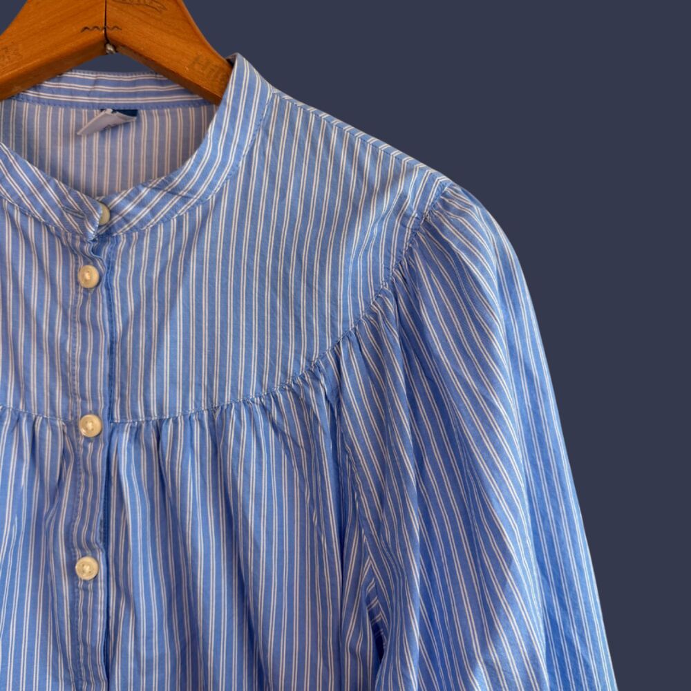 Old Navy Puff Sleeve Striped Henley Blouse - Picture 2 of 7